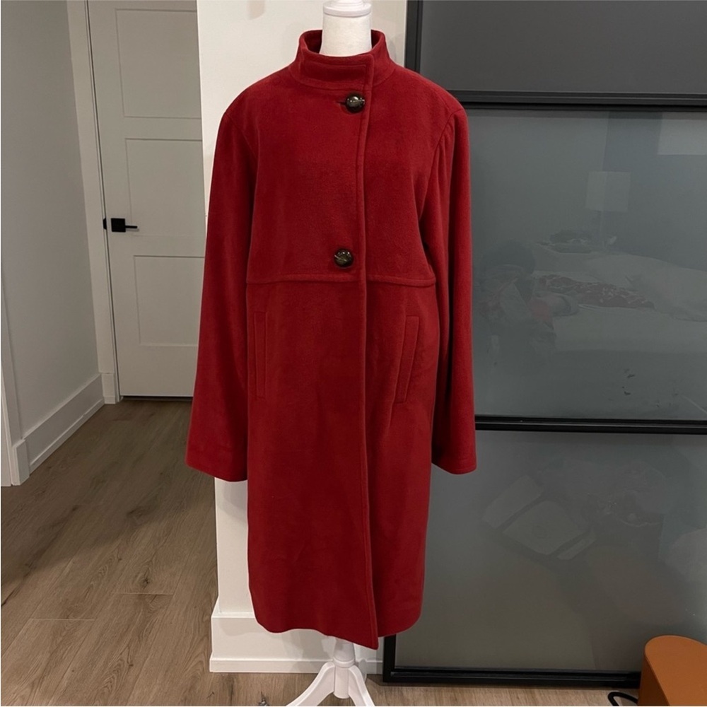 Cole Haan Women's Angora Rabbit Hair And Wool Red Coat - Size 12 - Picture 2 of 7